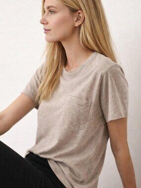 Everlane Organic Cotton Oatmeal Box-Cut Pocket T-Shirt Size L